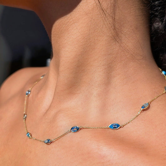 Aqua Luminé – 14K Marquise Blue Topaz Necklace