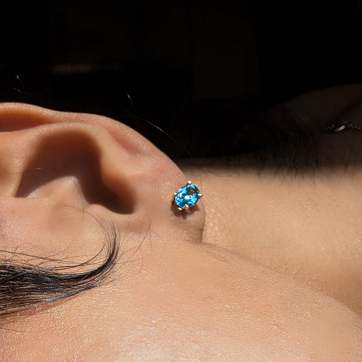 The Clarity Studs – 18K Gold with Blue Topaz