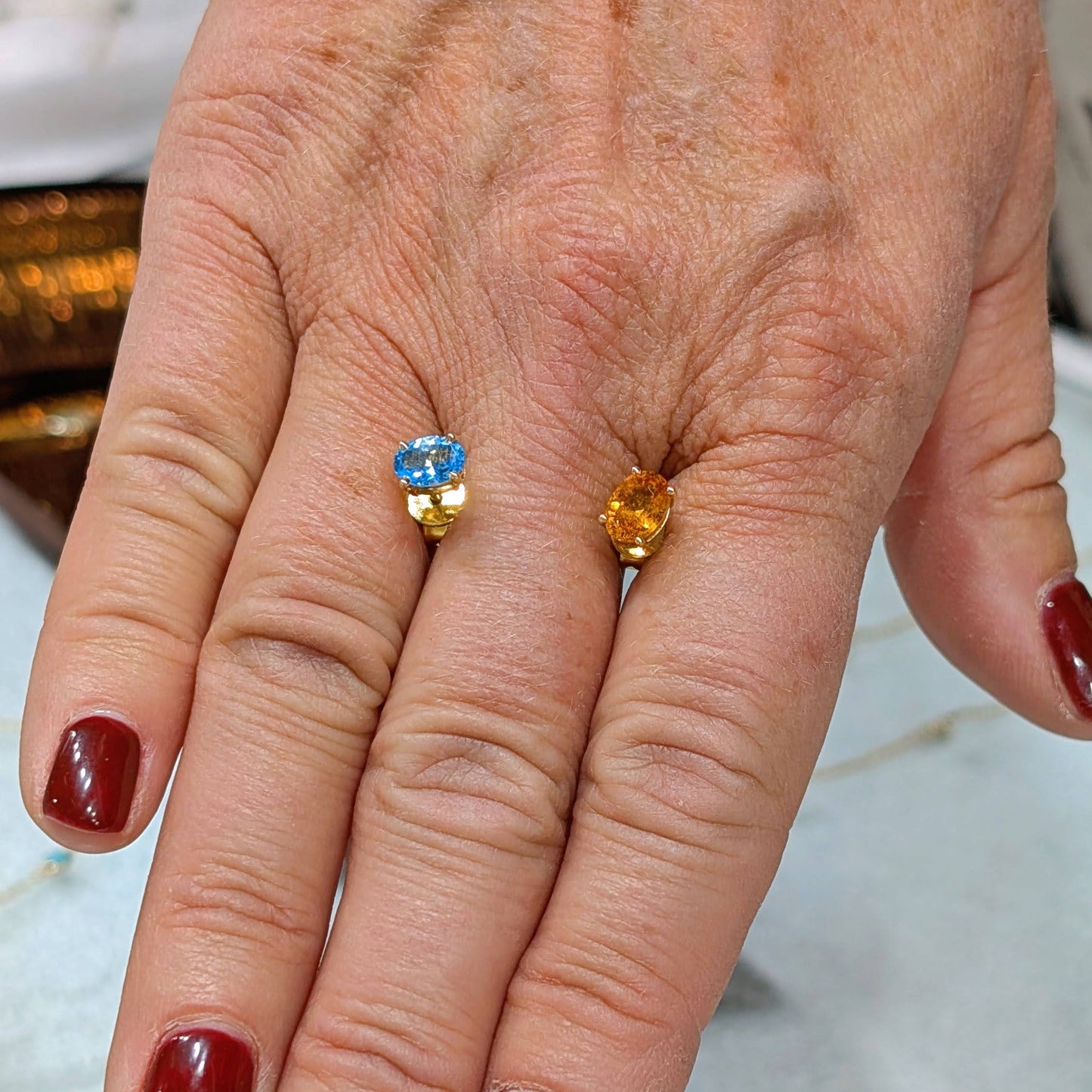 The Clarity Studs – 18K Gold with Blue Topaz