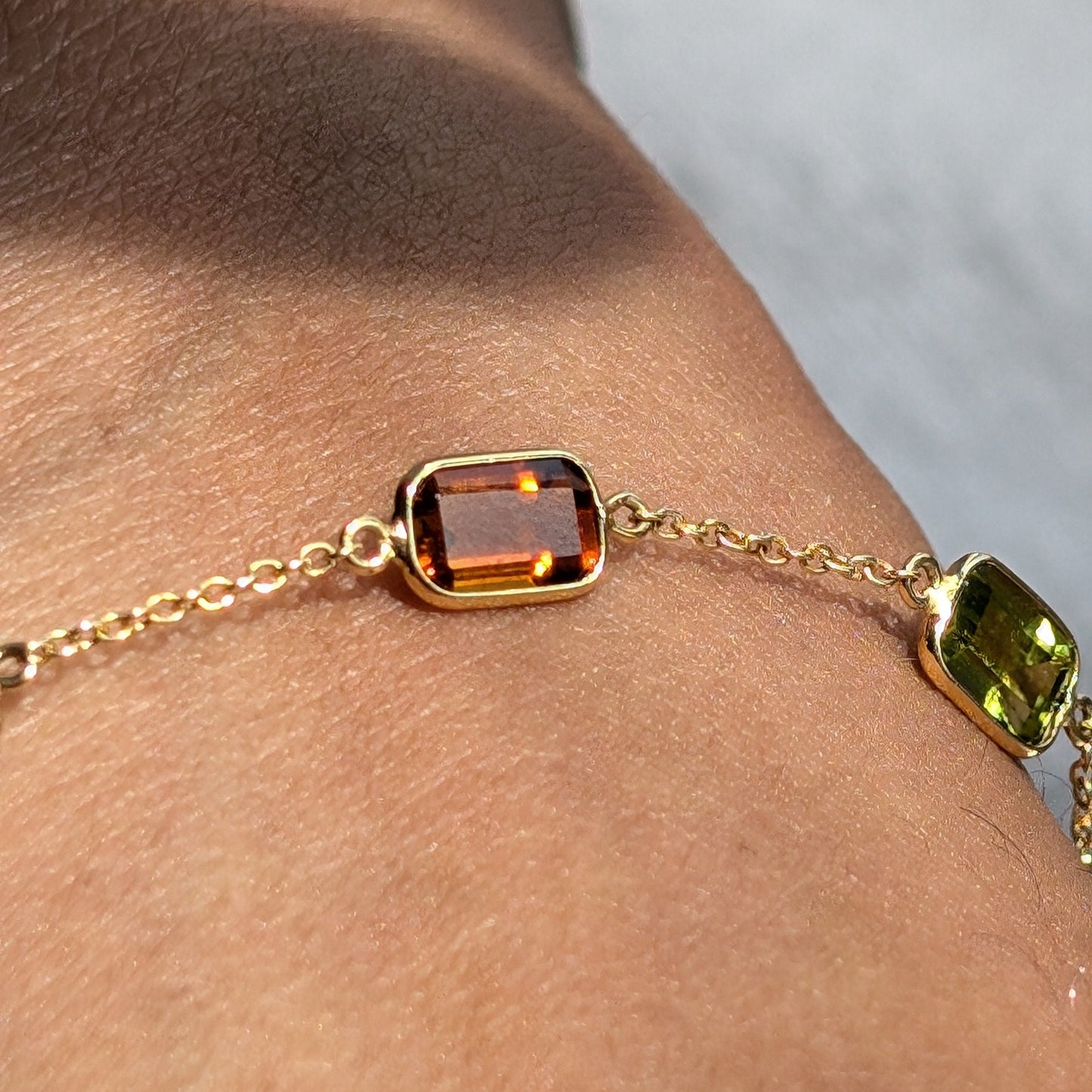 The Sol Bracelet – 18K Gold with Peridot & Citrine