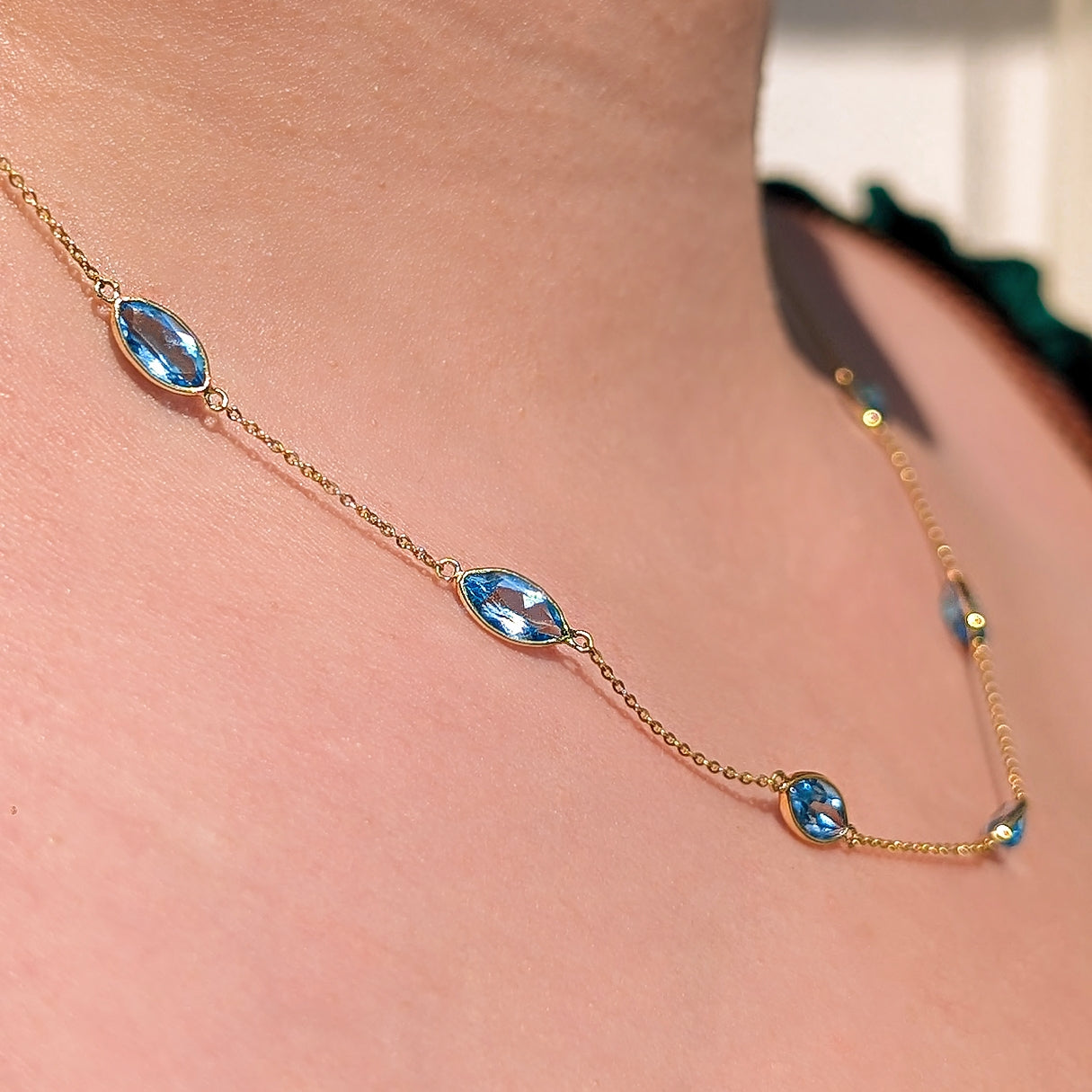 Aqua Luminé – 14K Marquise Blue Topaz Necklace