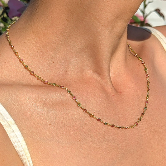 The Aurora Necklace – 18K Gold & Multicoloured Sapphires