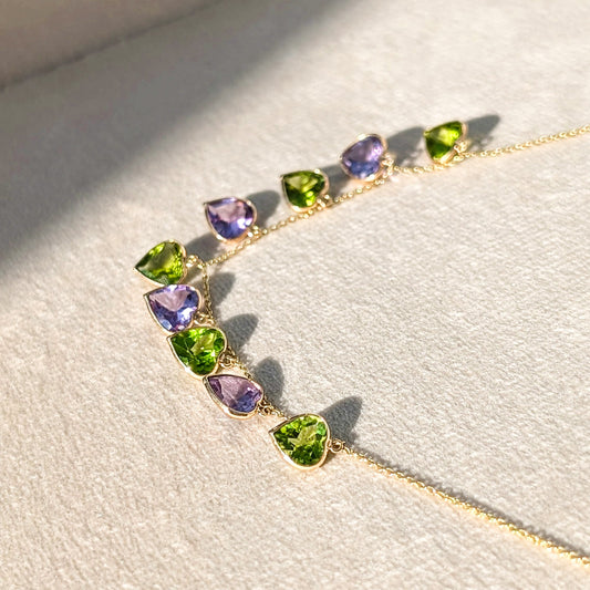 The Heartlight Necklace – 18K Gold with Amethyst & Peridot