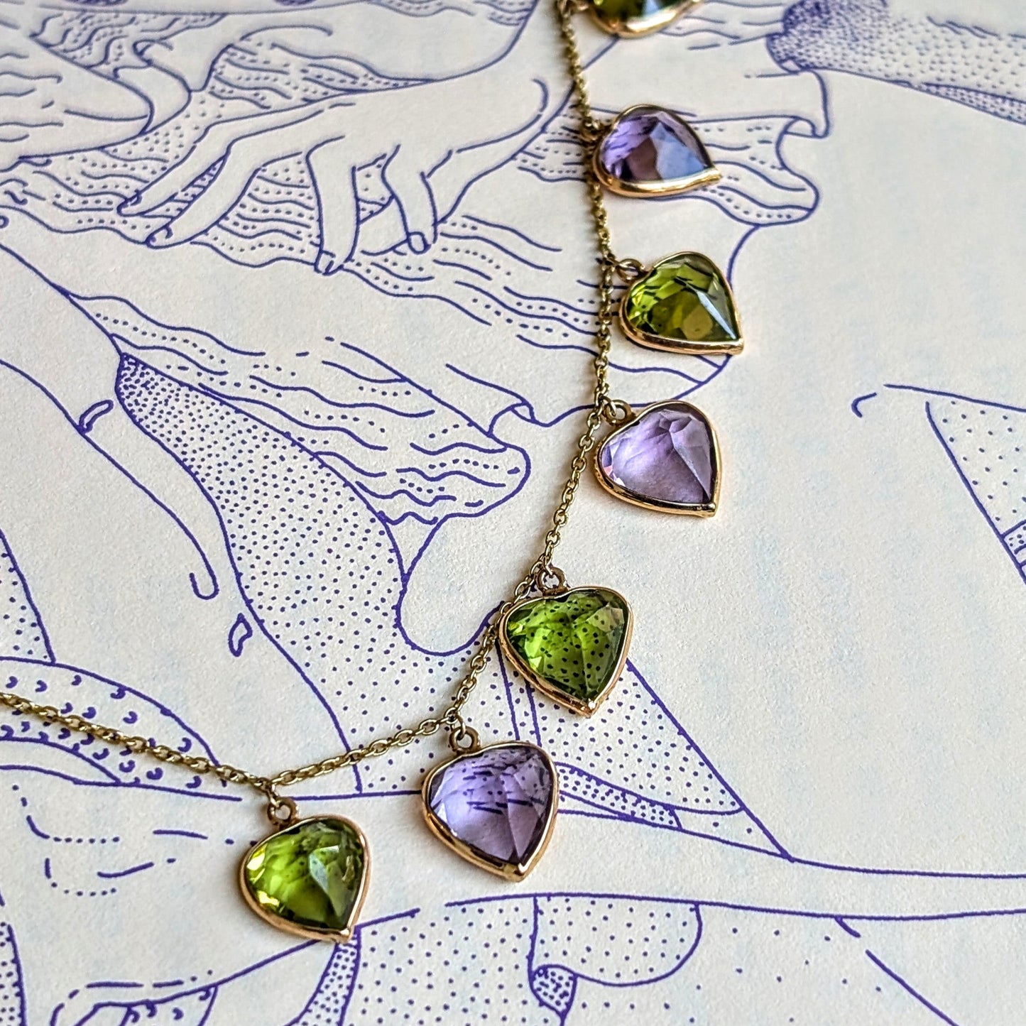 The Heartlight Necklace – 18K Gold with Amethyst & Peridot