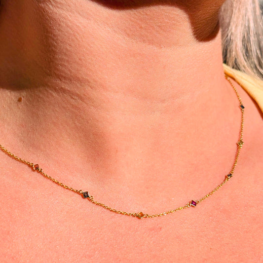 The Sapphire Strand – 18K Gold Necklace with Multicoloured Sapphires