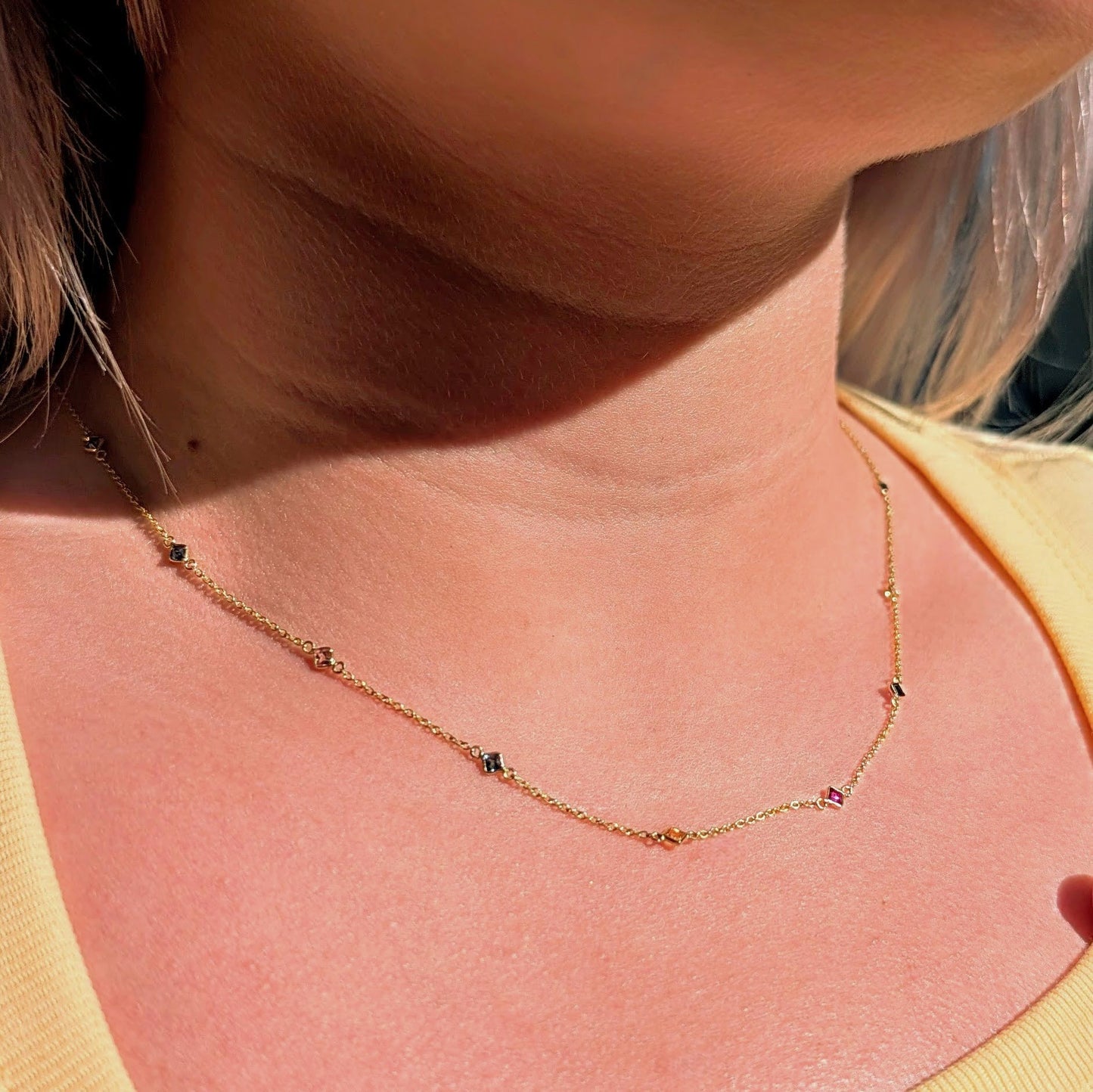 The Sapphire Strand – 18K Gold Necklace with Multicoloured Sapphires