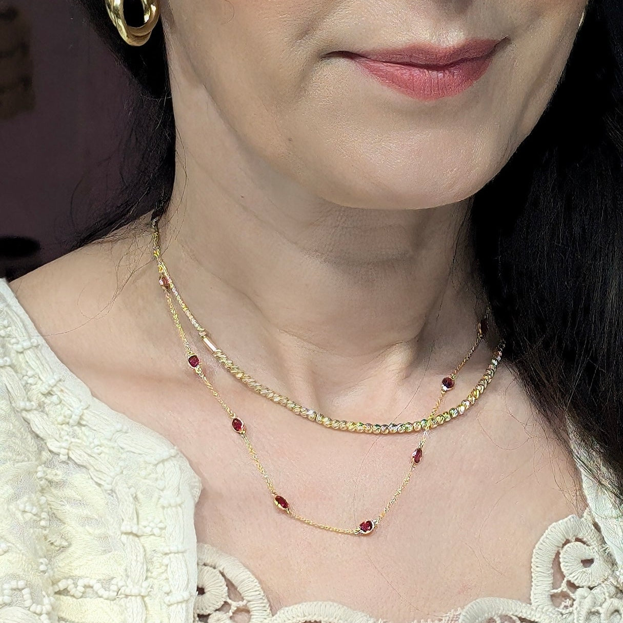 Rouge Trace – 18K Ruby Chain Necklace