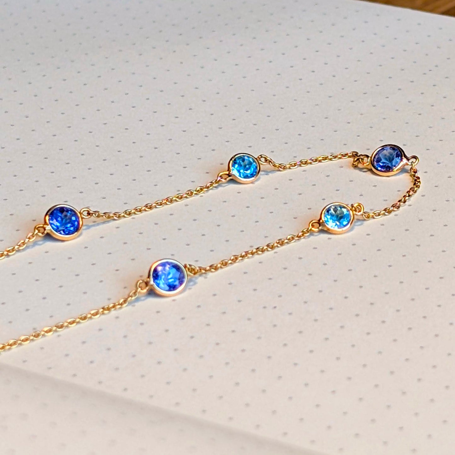 Blue Rhythm – 18K Tanzanite & Swiss Topaz Necklace