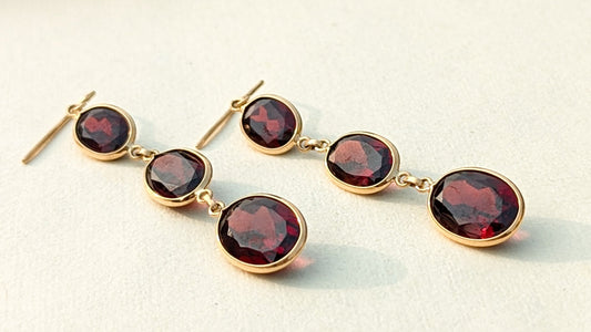 The Velvet Drape – 18K Gold with Oval Garnets