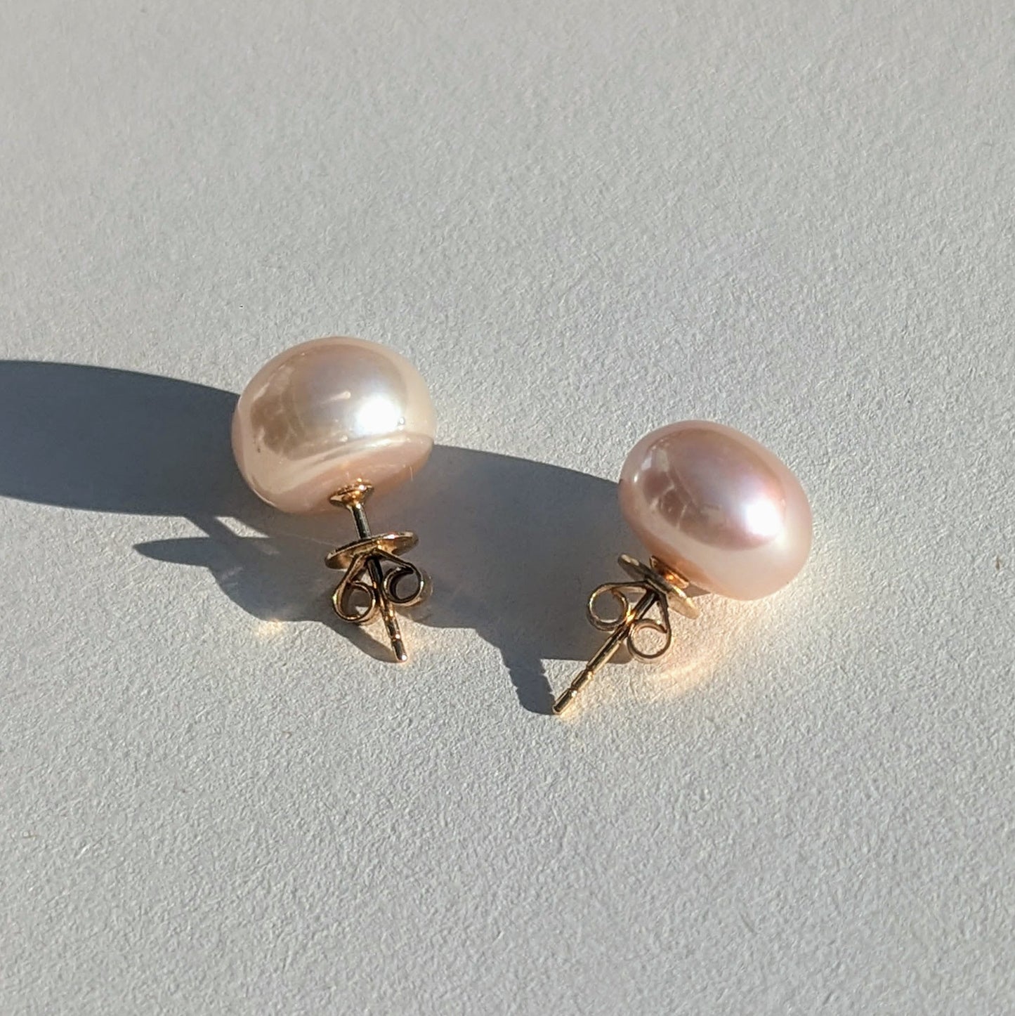 The Blushlight Studs – 18K Gold with Pink Pearls