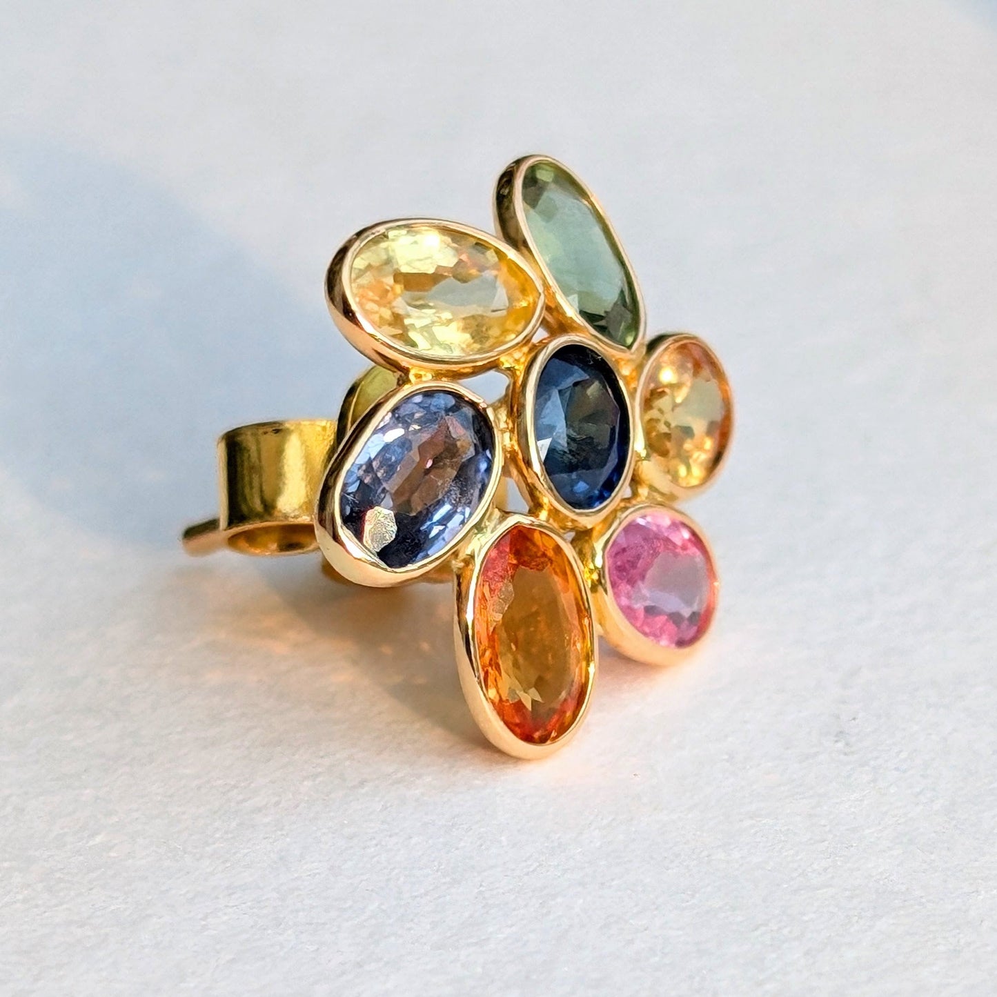 The Bloom Studs – 18K Gold with Multicoloured Sapphires