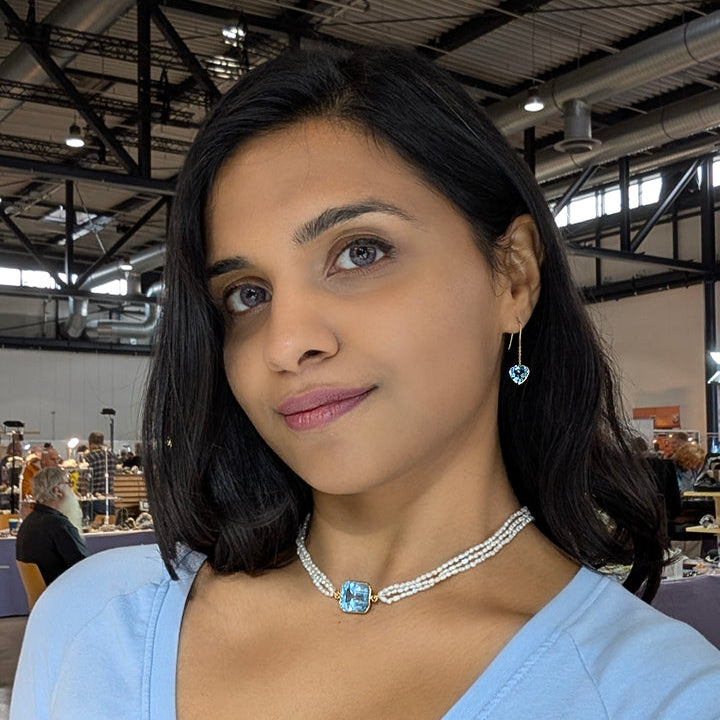 Sky Heart – 18K Topaz Drop Earrings