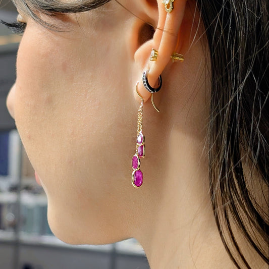 Ruby Cascade – 18K Ruby Drop Earrings