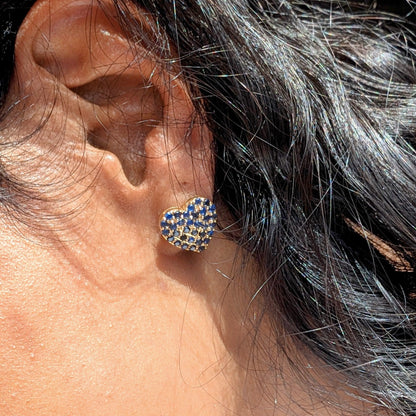Blue Heartline – 18K Sapphire Stud Earrings