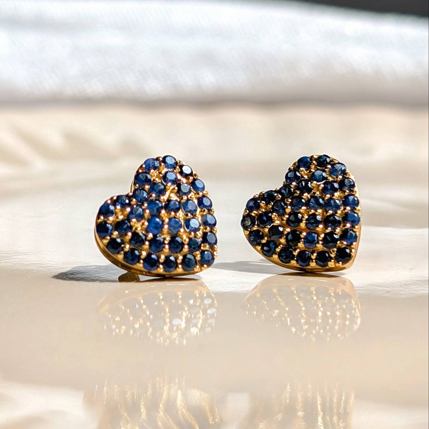 Blue Heartline – 18K Sapphire Stud Earrings