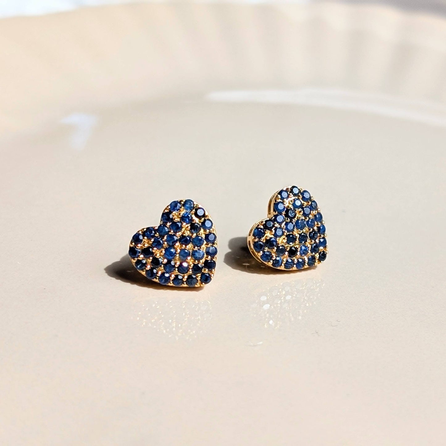Blue Heartline – 18K Sapphire Stud Earrings