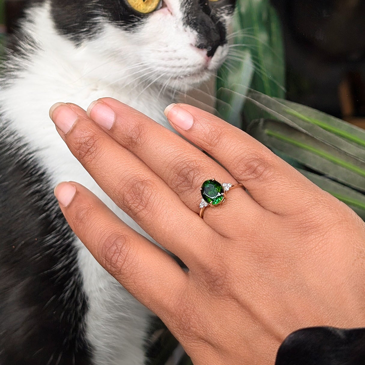 Olive Ember – 14K Tourmaline & Diamond Ring