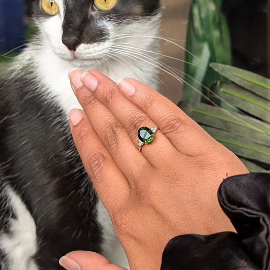 Olive Ember – 14K Tourmaline & Diamond Ring