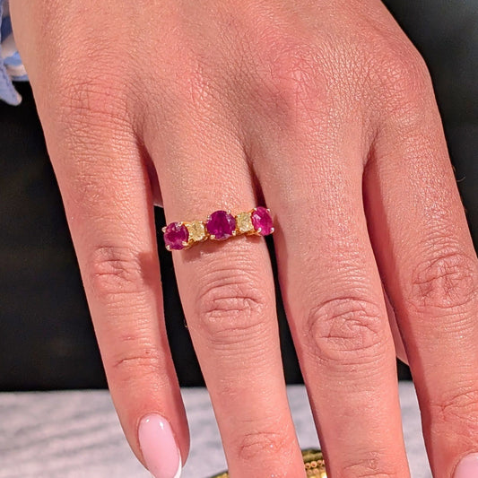 The Firelight Ring - 14K Gold, Yellow Diamonds & Rubies