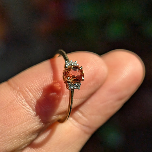 Amber Glow – 14K Orange Sapphire & Diamond Ring