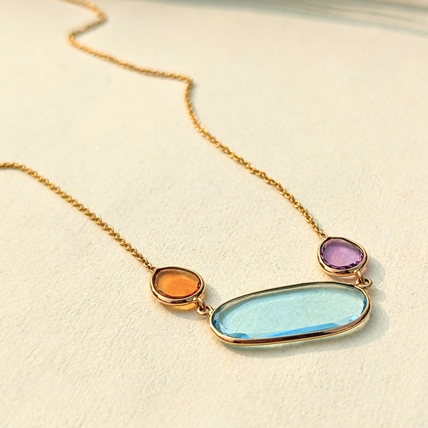 Sunset Trio – 18K Multi-Stone Necklace