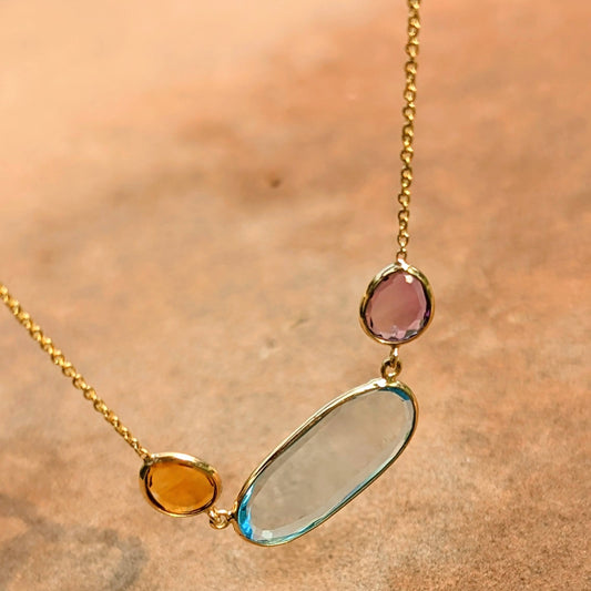 Sunset Trio – 18K Multi-Stone Necklace