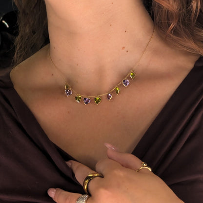 The Heartlight Necklace – 18K Gold with Amethyst & Peridot