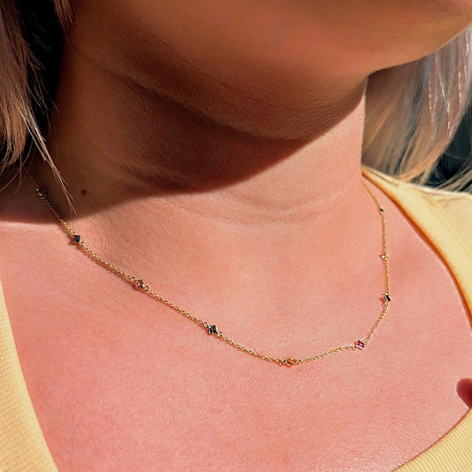 The Sapphire Strand – 18K Gold Necklace with Multicoloured Sapphires