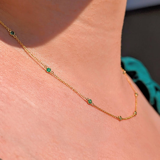 The Green Trace – 18K Emerald Chain Necklace