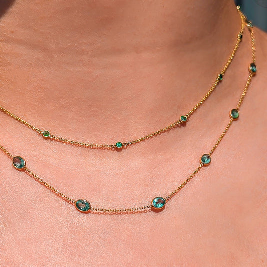 The Green Trace – 18K Emerald Chain Necklace