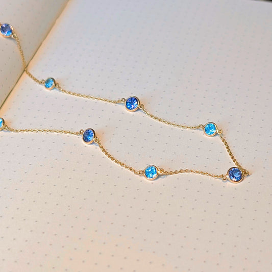 Blue Rhythm – 18K Tanzanite & Swiss Topaz Necklace