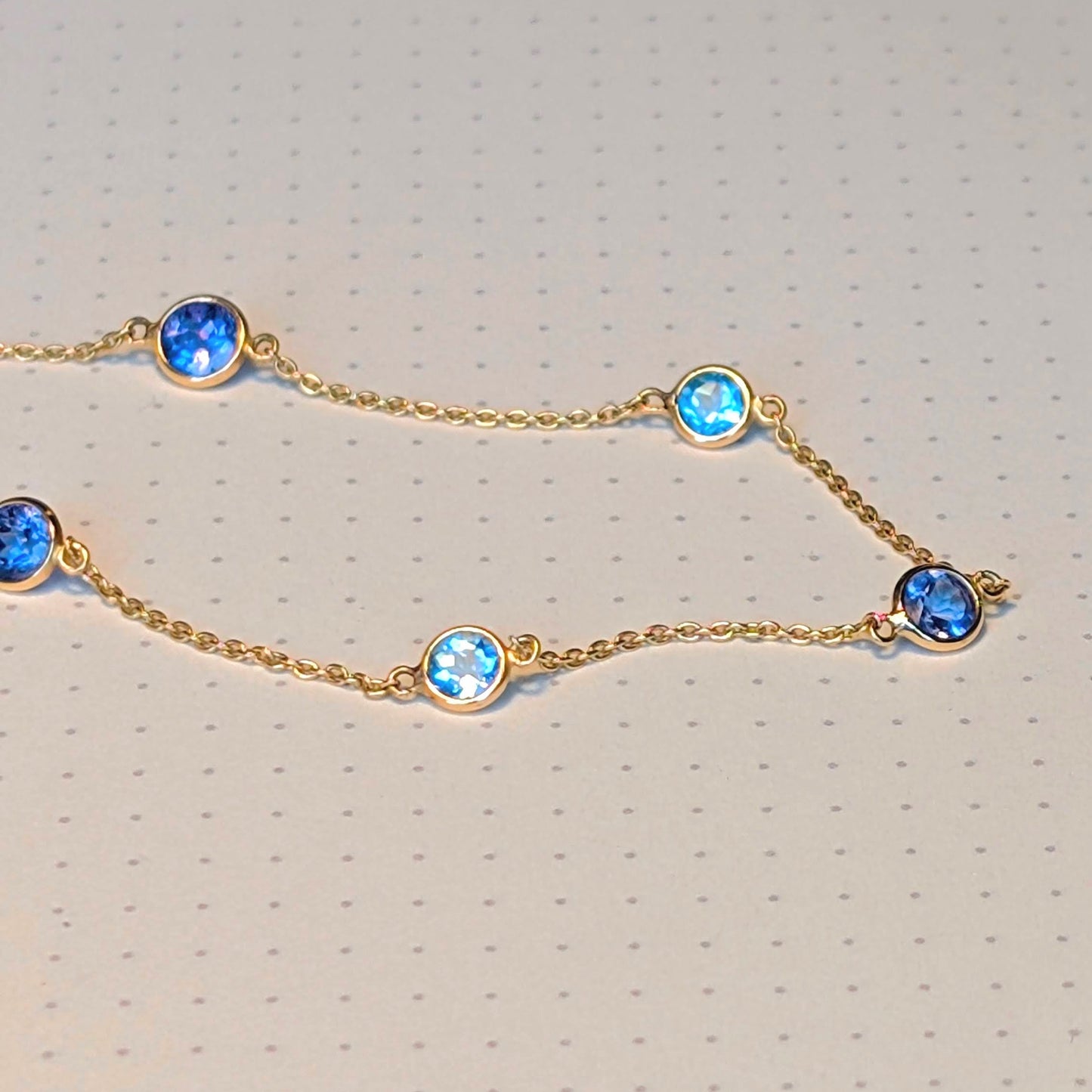 Blue Rhythm – 18K Tanzanite & Swiss Topaz Necklace