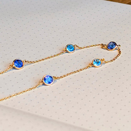Blue Rhythm – 18K Tanzanite & Swiss Topaz Necklace