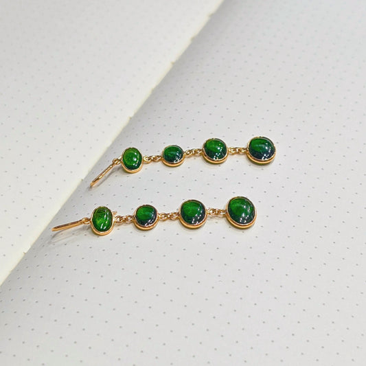 Verdant Flow – 18K Chrome Diopside Earrings