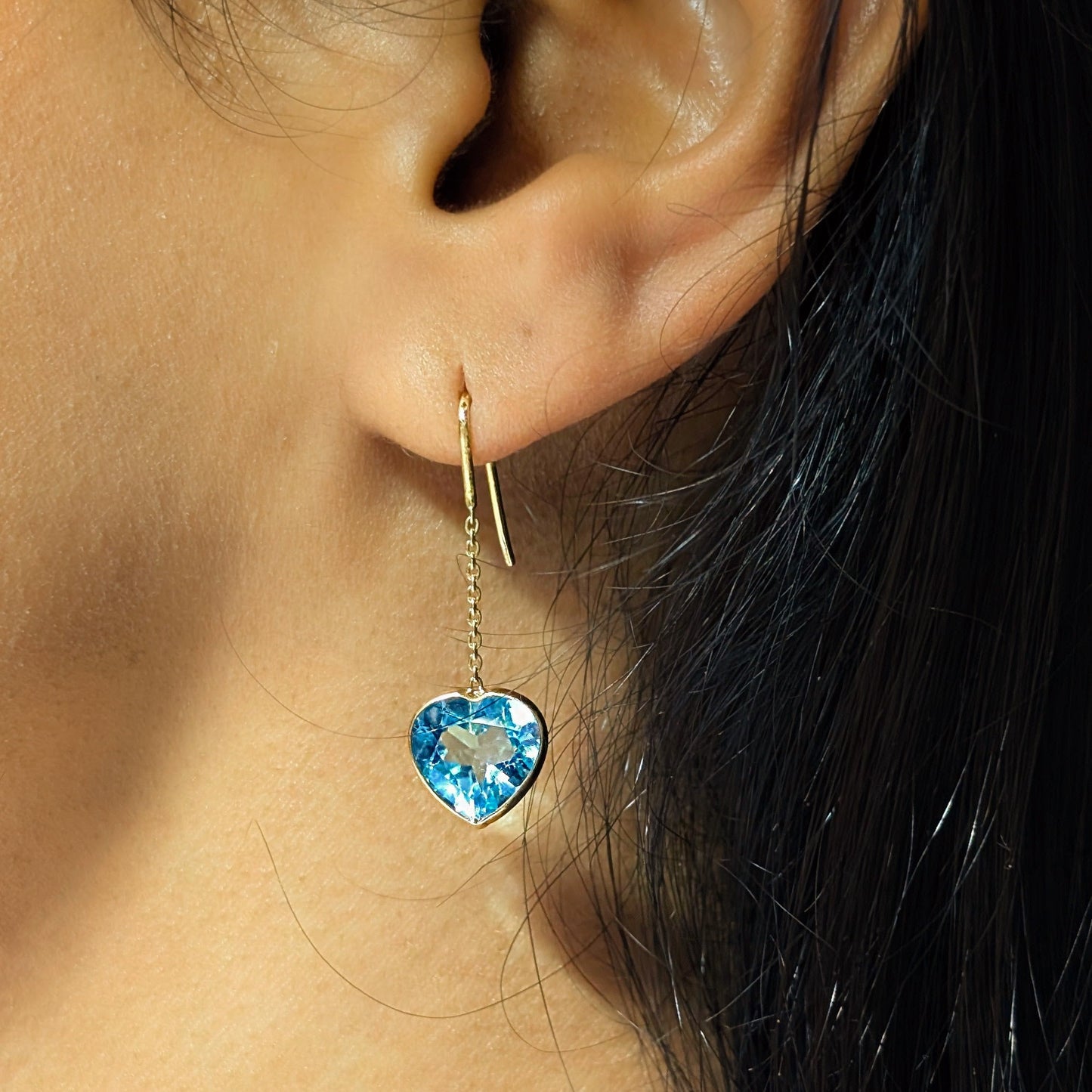 Sky Heart – 18K Topaz Drop Earrings