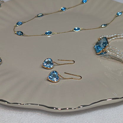 Sky Heart – 18K Topaz Drop Earrings