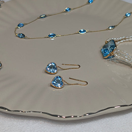 Sky Heart – 18K Topaz Drop Earrings