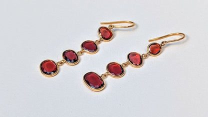 The Garnet Veil – 18K Gold Dangle Earrings