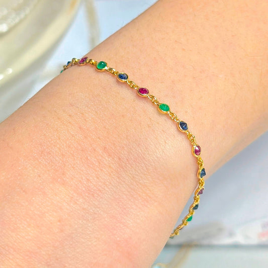 Precious Circle – 18K Ruby, Emerald & Sapphire Bracelet