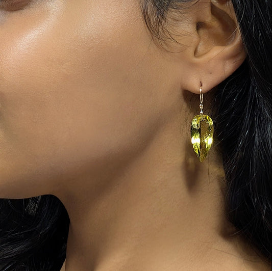 Lemon Light – 18K Lemon Quartz Drop Earrings