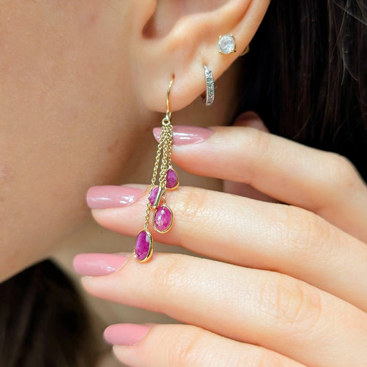 Ruby Cascade – 18K Ruby Drop Earrings
