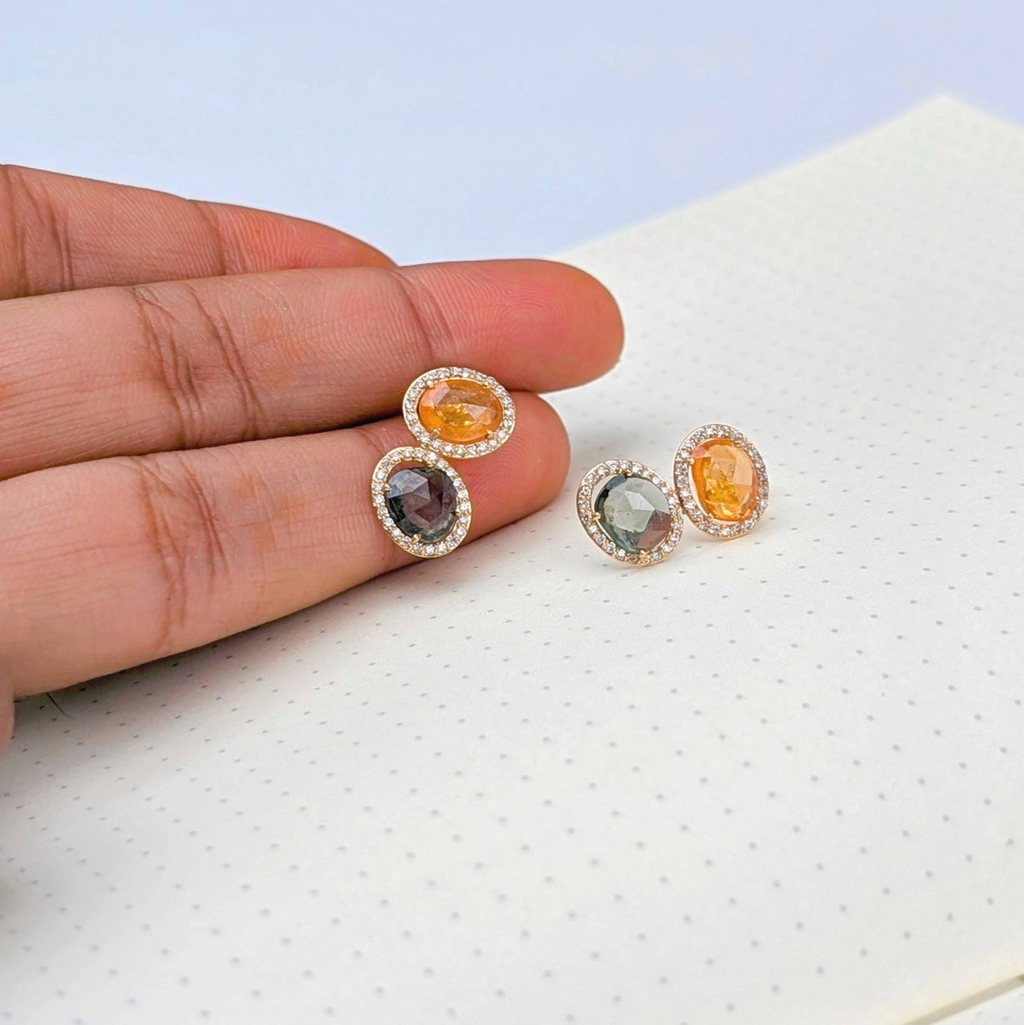 Earth Balance – 18K Sapphire & Diamond Stud