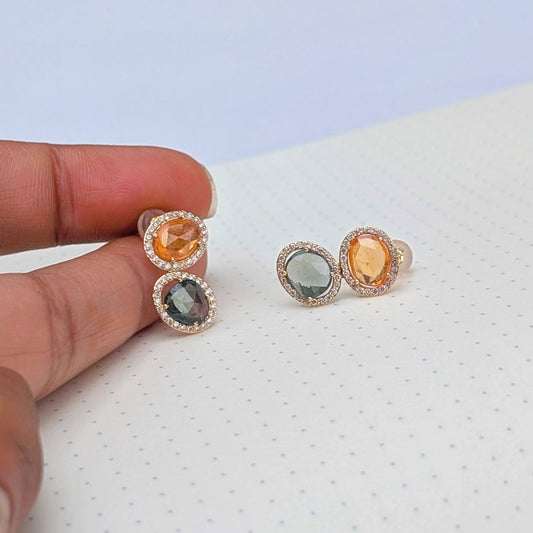 Earth Balance – 18K Sapphire & Diamond Stud